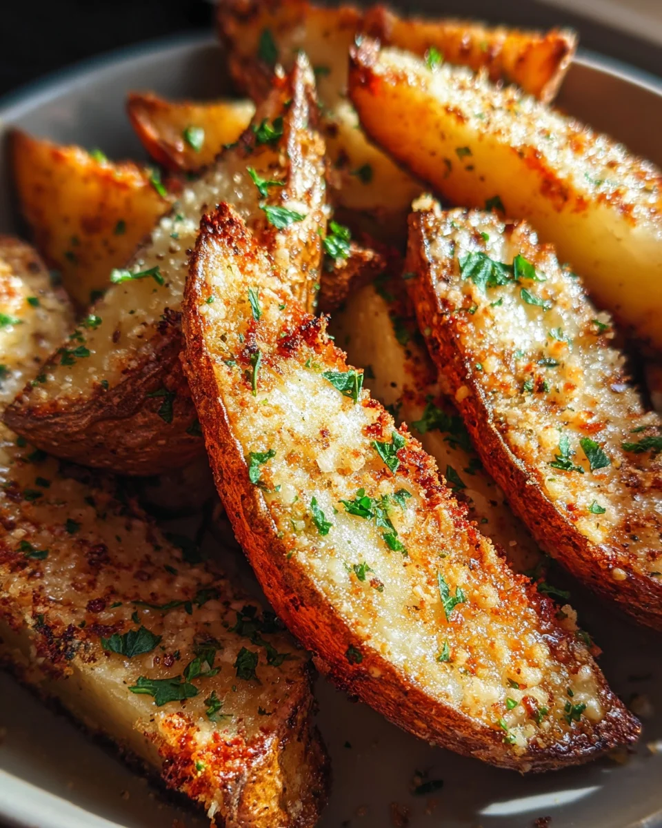 Baked Garlic Parmesan Potato Wedges 17 Baked