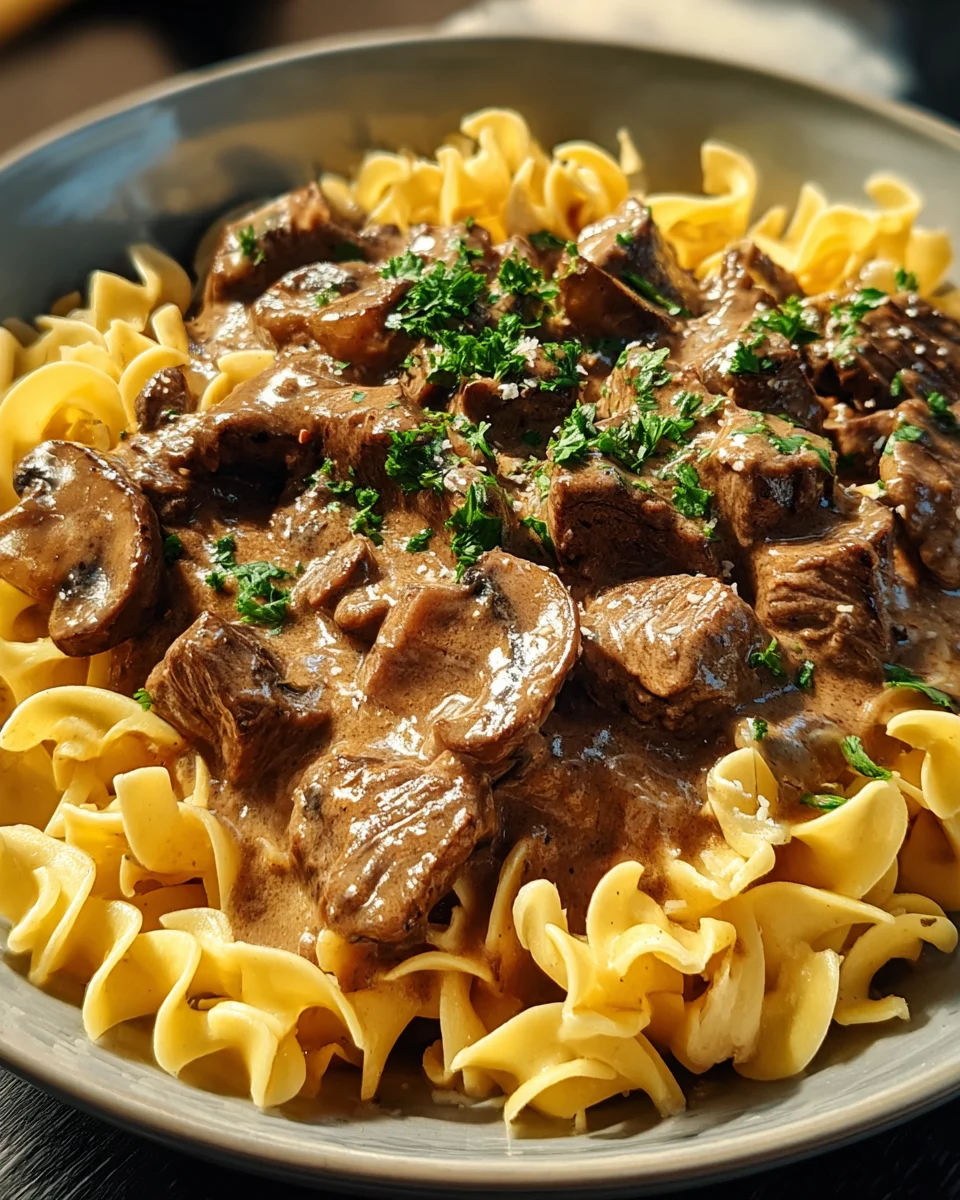 Beef Stroganoff with Egg Noodles
