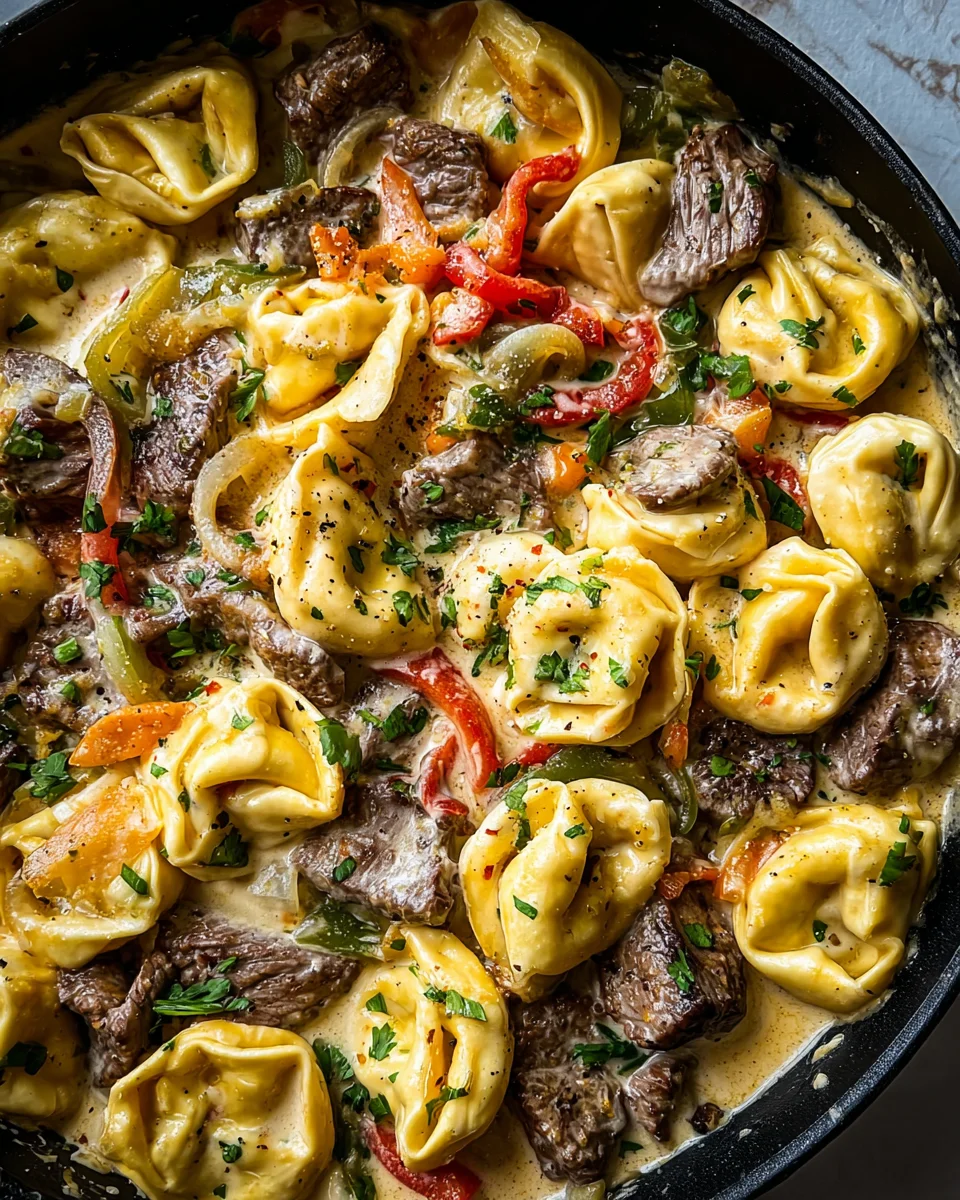 Cheesesteak Tortellini in Creamy Provolone Sauce 22 Cheesesteak