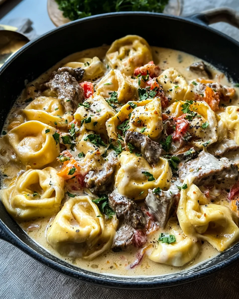 Cheesesteak Tortellini in Creamy Provolone Sauce 23 Cheesesteak