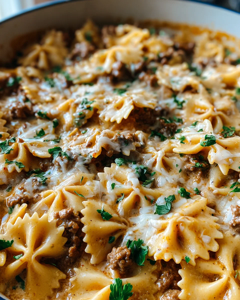 Cheesy Beef and Bowtie Pasta in Garlic Butter 26 Cheesy