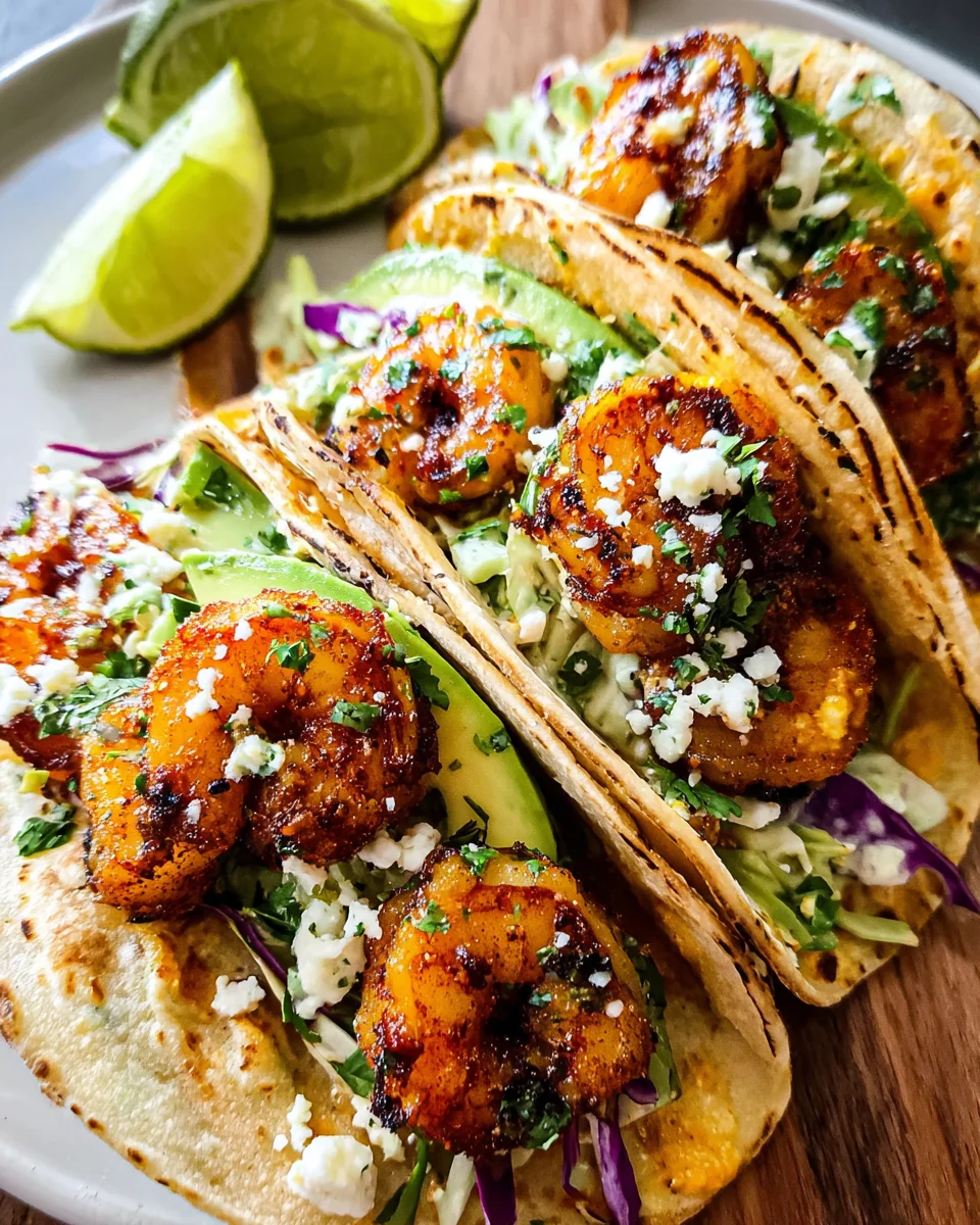 Cilantro Lime Shrimp Tacos with Creamy Slaw