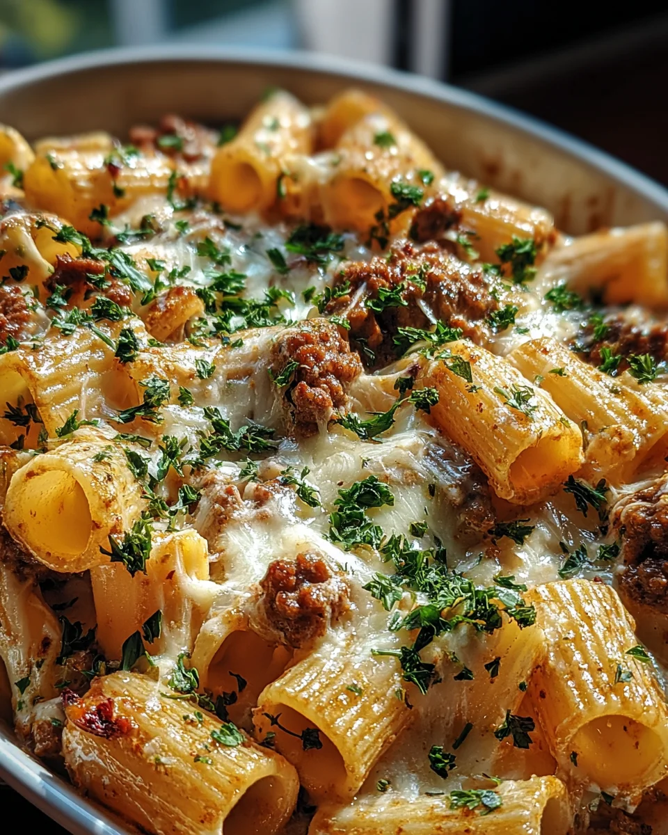 Creamy Parmesan Beef Rigatoni