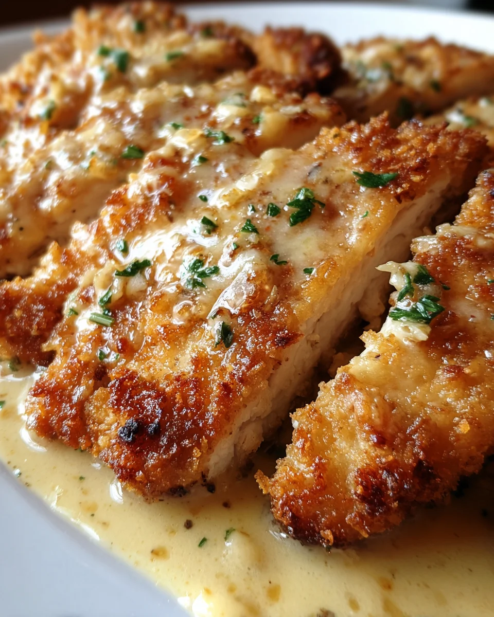 Crispy Parmesan Chicken with a Rich Garlic Sauce 16 Crispy