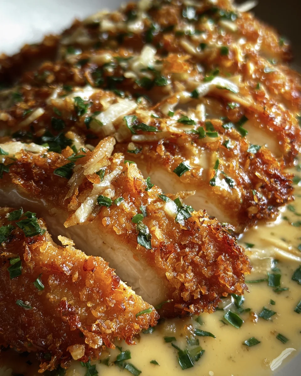 Crispy Parmesan Chicken with a Rich Garlic Sauce 17 Crispy