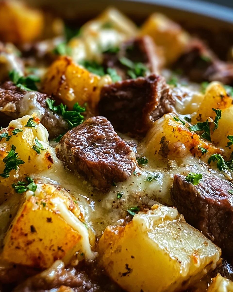 Crockpot Loaded Steak and Potato Bake Recipe
