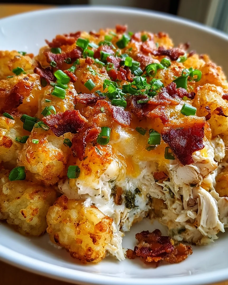 Easy Chicken Bacon Ranch Tater Tot Casserole