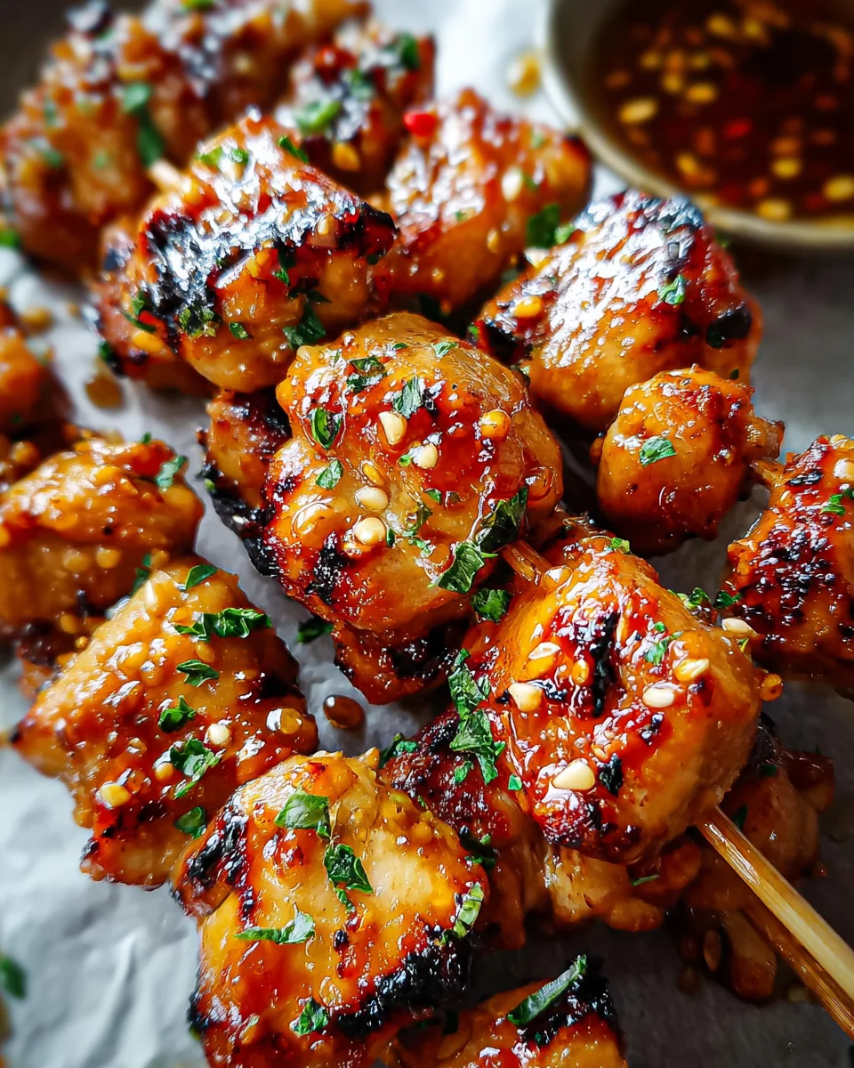 Easy Grilled Asian Chicken Skewers with Honey Garlic Sauce