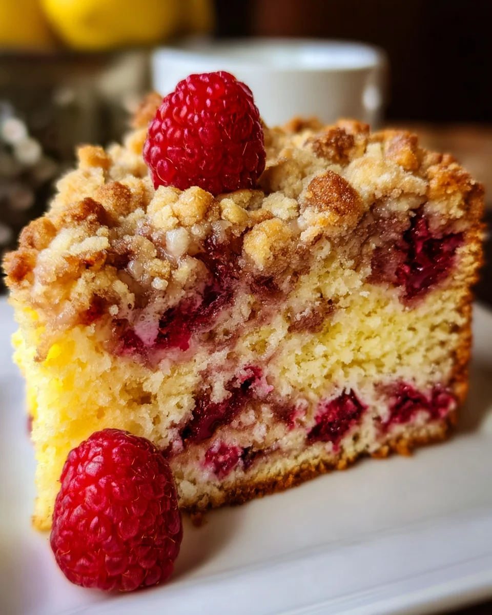 Easy Lemon Raspberry Cake with Crumb Topping