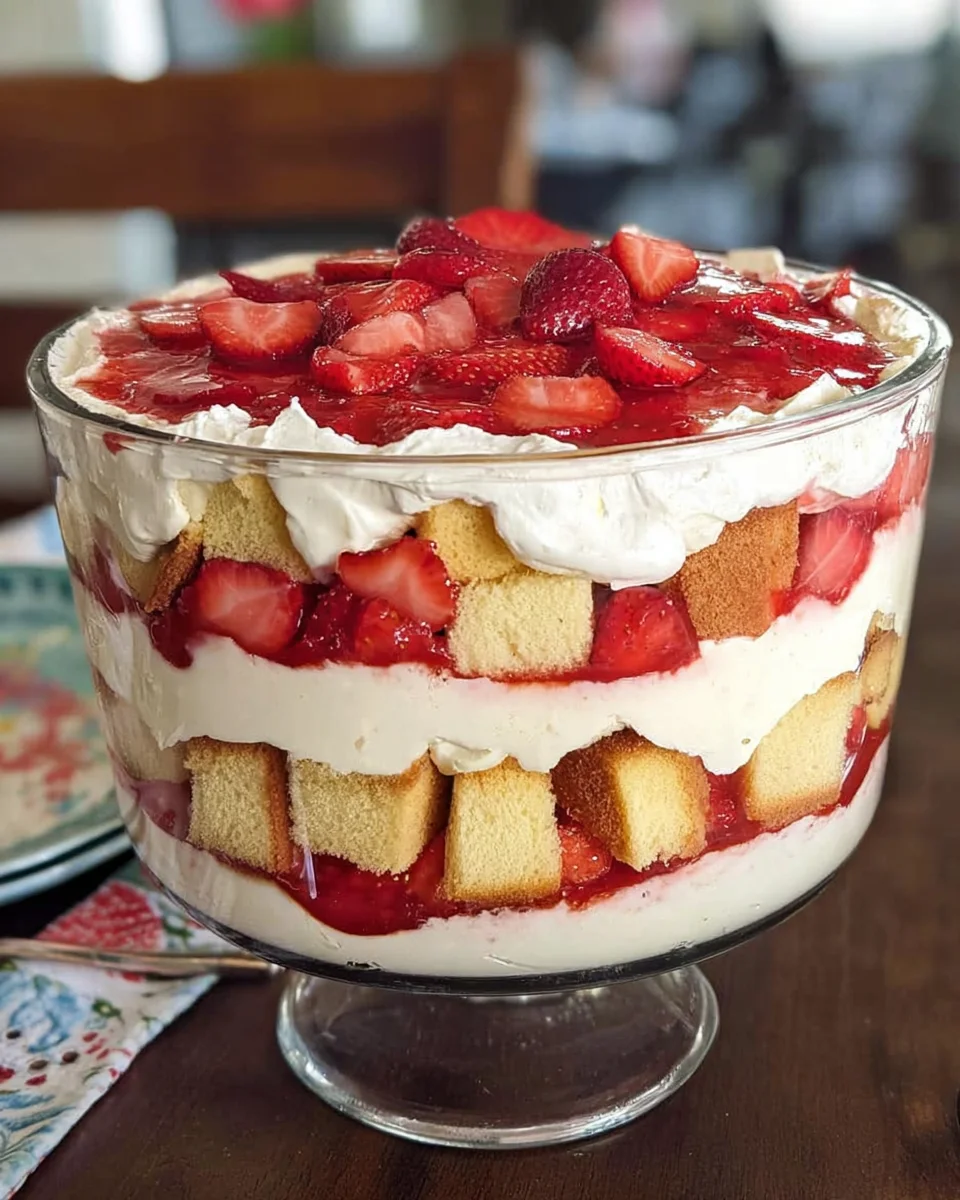 Easy Strawberry Trifle with Pound Cake
