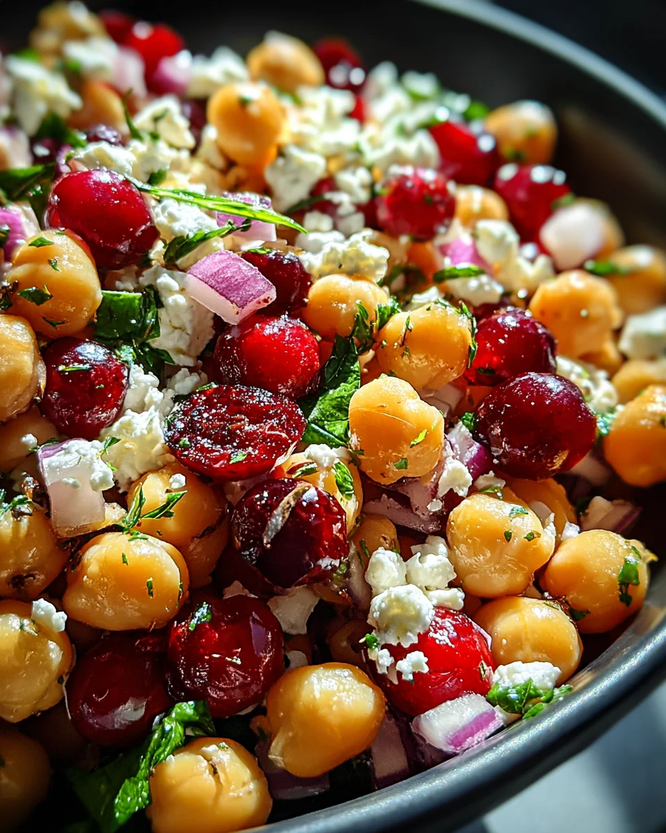 Feta & Cranberry Chickpeas with Lemon Vinaigrette