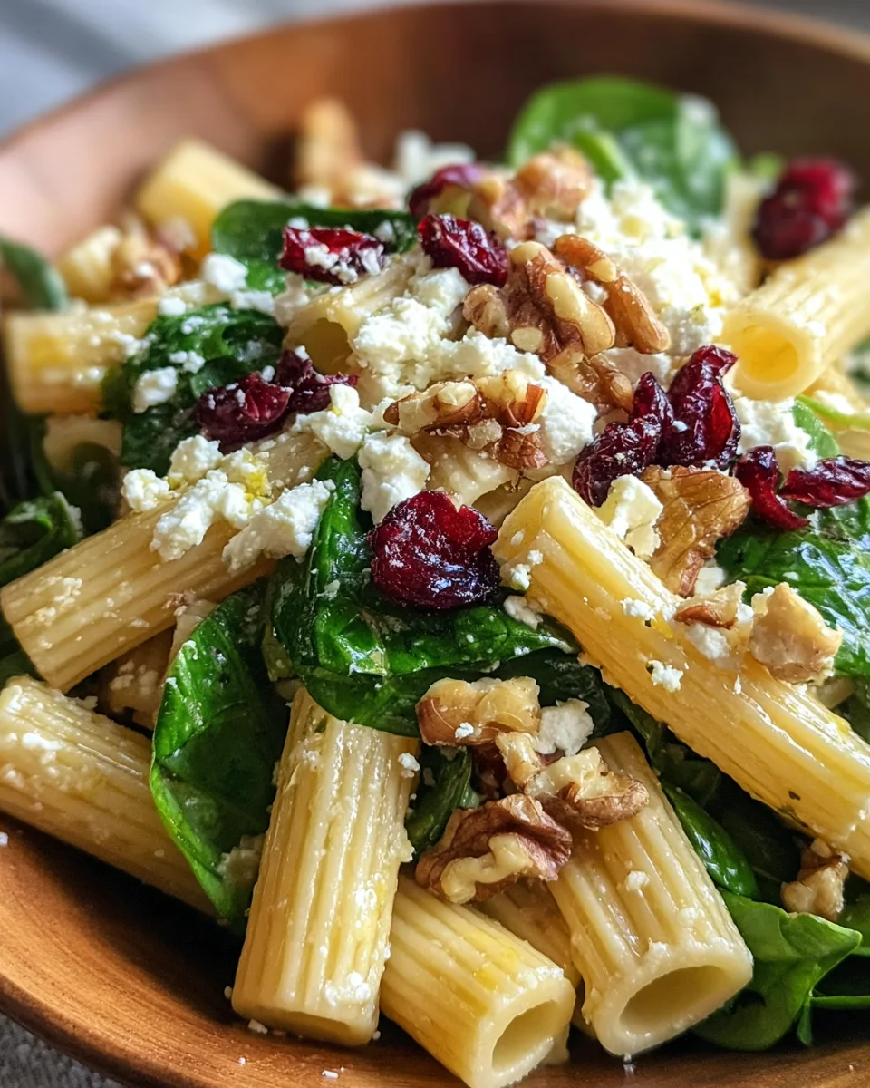 Feta & Cranberry Rigatoni Salad with Lemon Vinaigrette