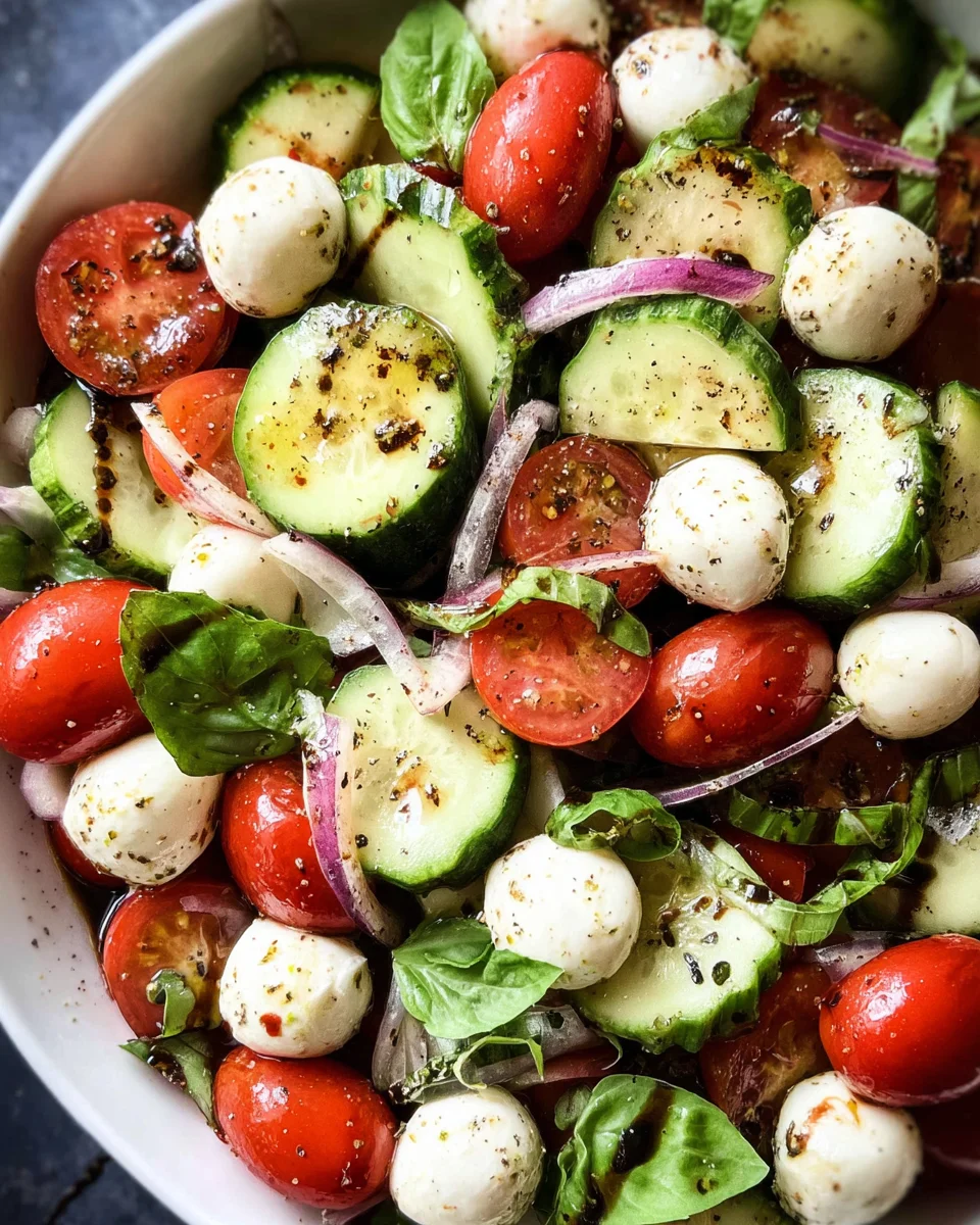 Fresh Cucumber Caprese Salad