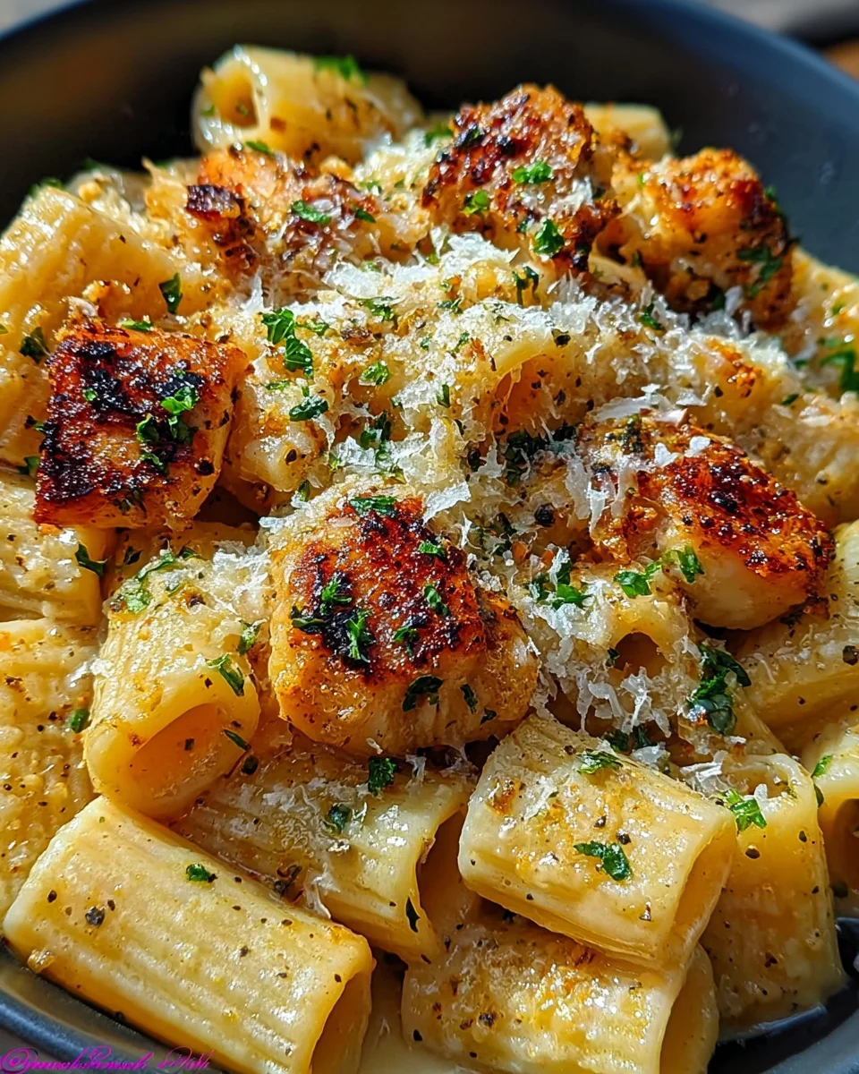 Garlic Butter Chicken with Rigatoni and Parmesan