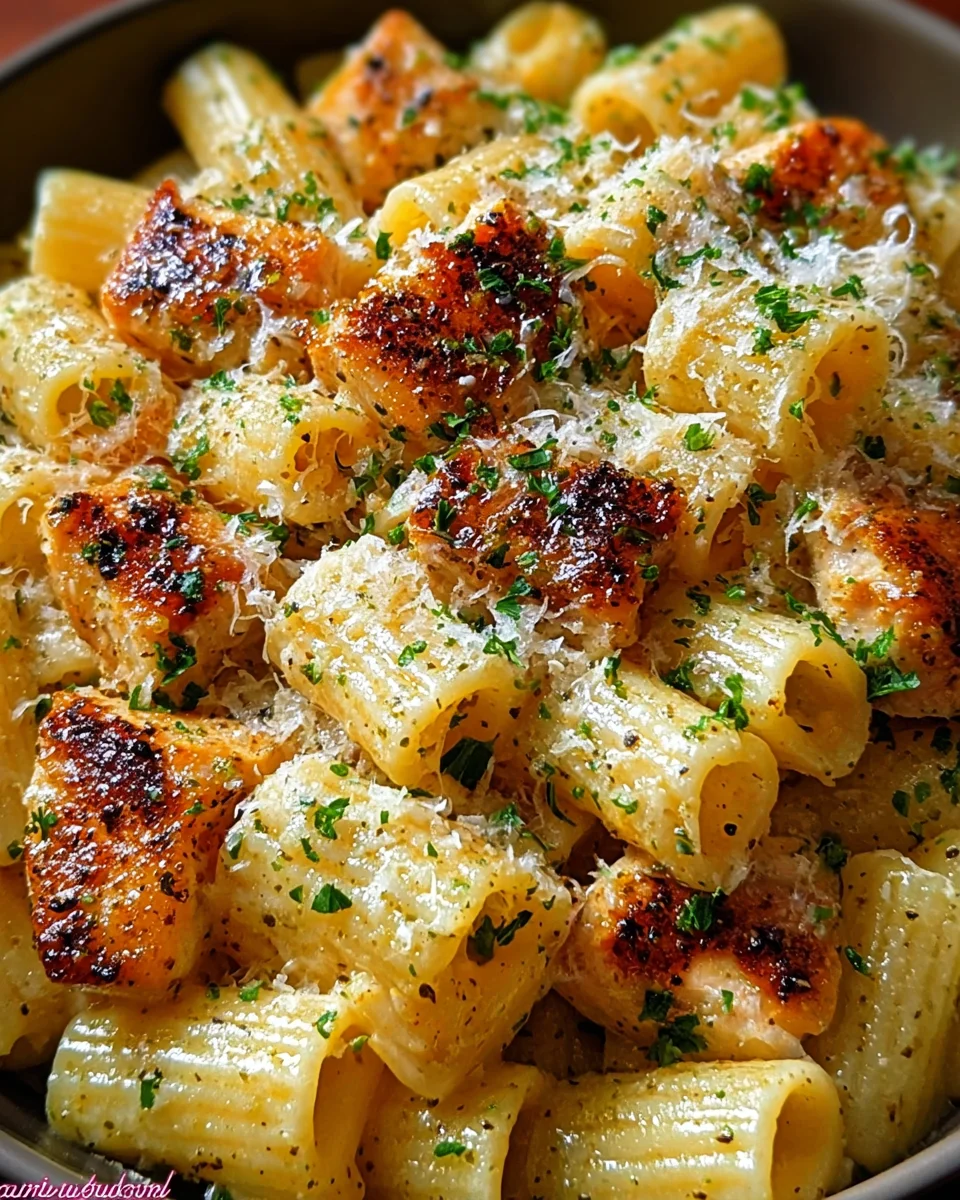 Garlic Butter Chicken with Rigatoni and Parmesan 25 Garlic