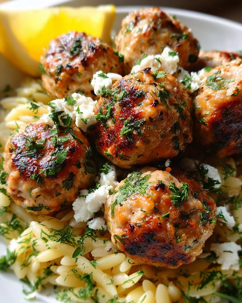 Greek Chicken Meatballs with Lemon Orzo 29 Greek