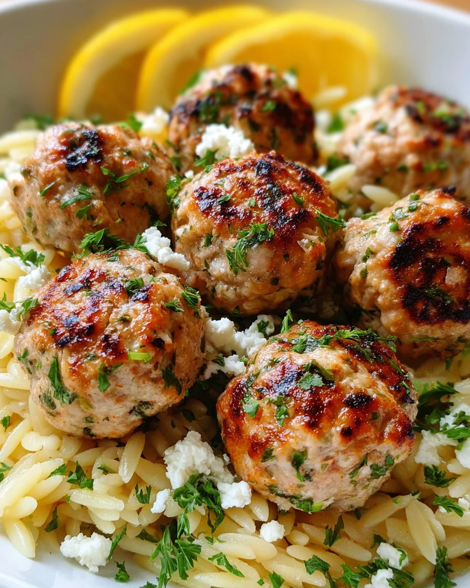 Greek Chicken Meatballs with Lemon Orzo 30 Greek