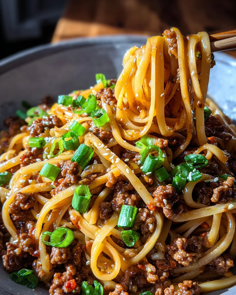 Ground Beef Mongolian Noodles