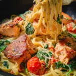 Healthy & Creamy Tuscan Salmon Pasta