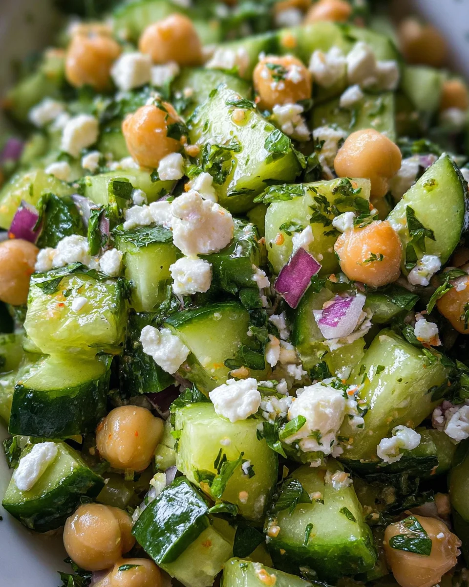 Herby Cucumber Salad with Feta and Chickpeas