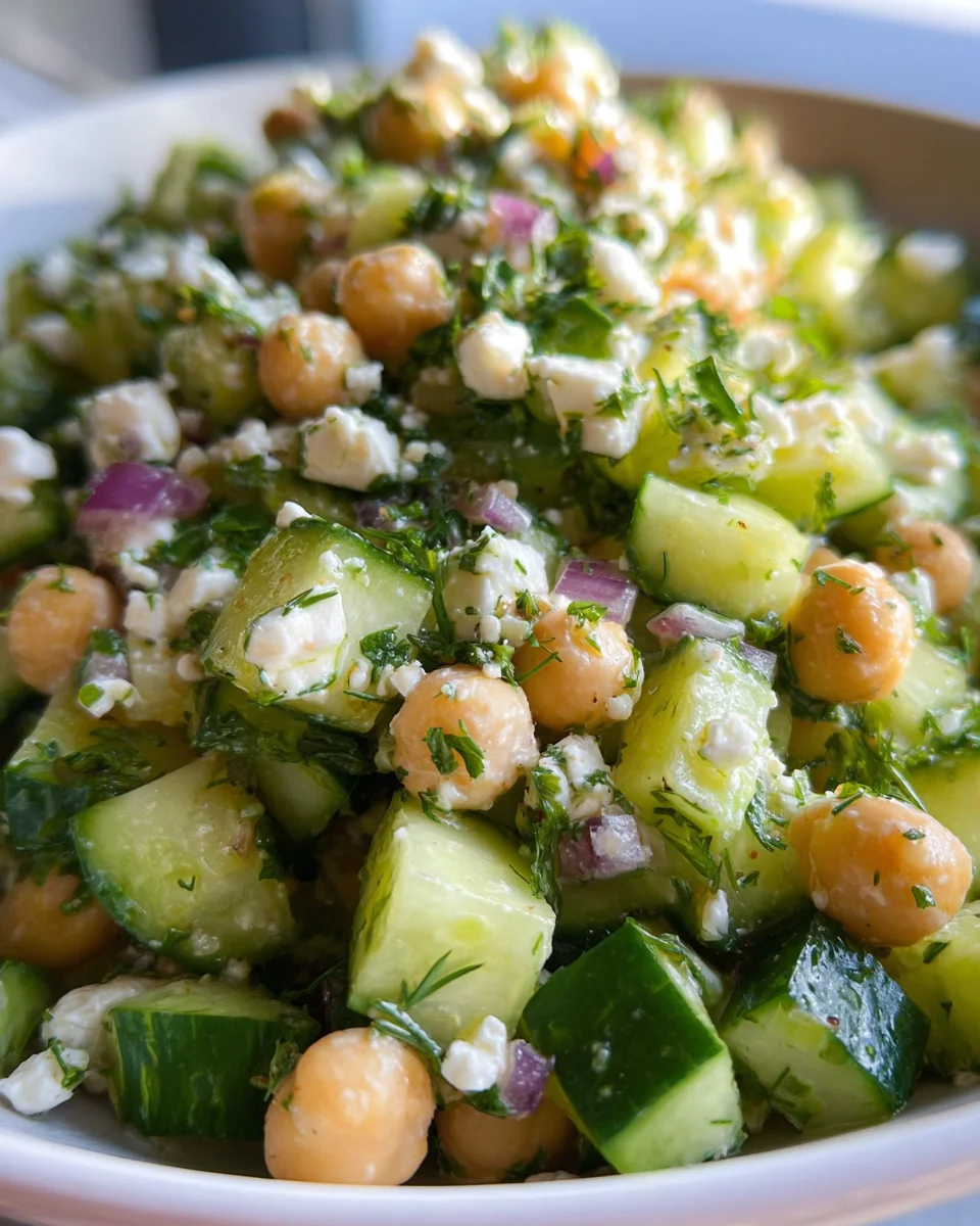 Herby Cucumber Salad with Feta and Chickpeas 18 Herby