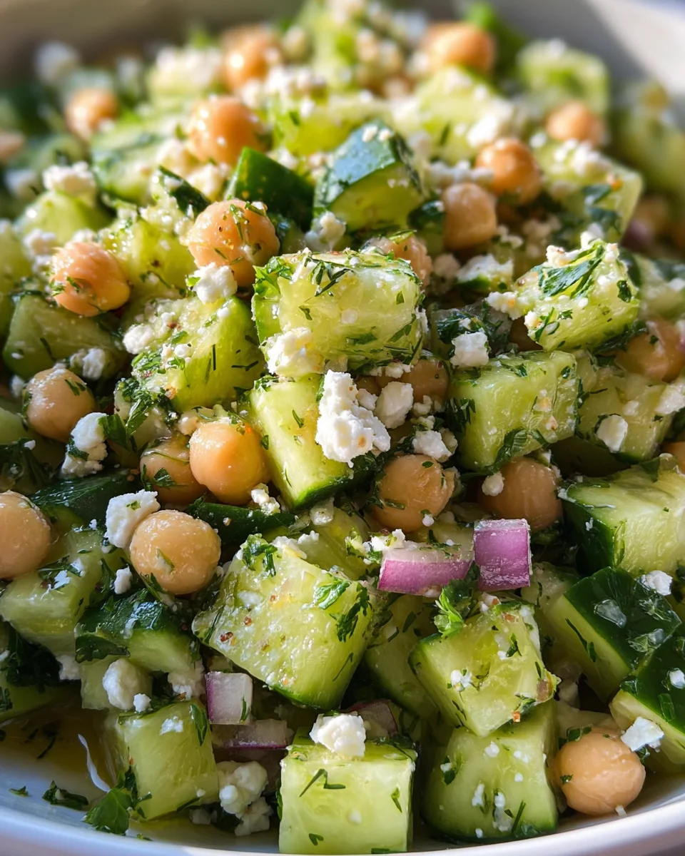 Herby Cucumber Salad with Feta and Chickpeas 19 Herby