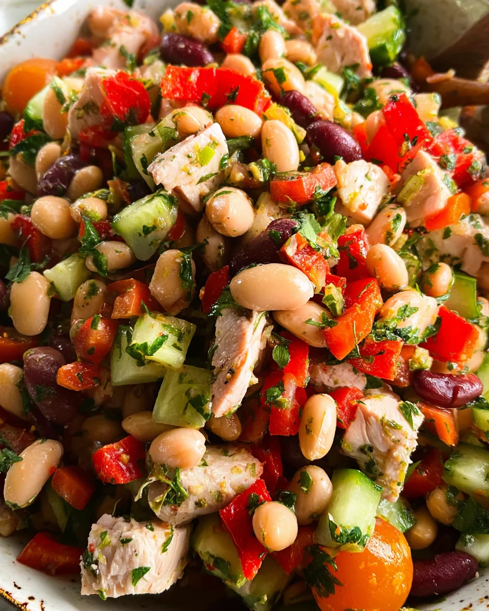 High-Protein Dense Bean Salad with Chicken