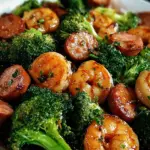 Honey Garlic Shrimp, Sausage, and Broccoli