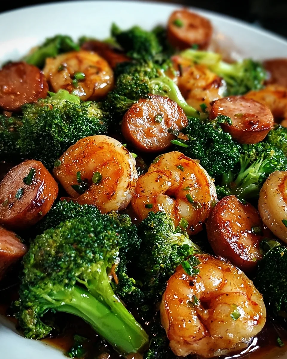 Honey Garlic Shrimp, Sausage, and Broccoli