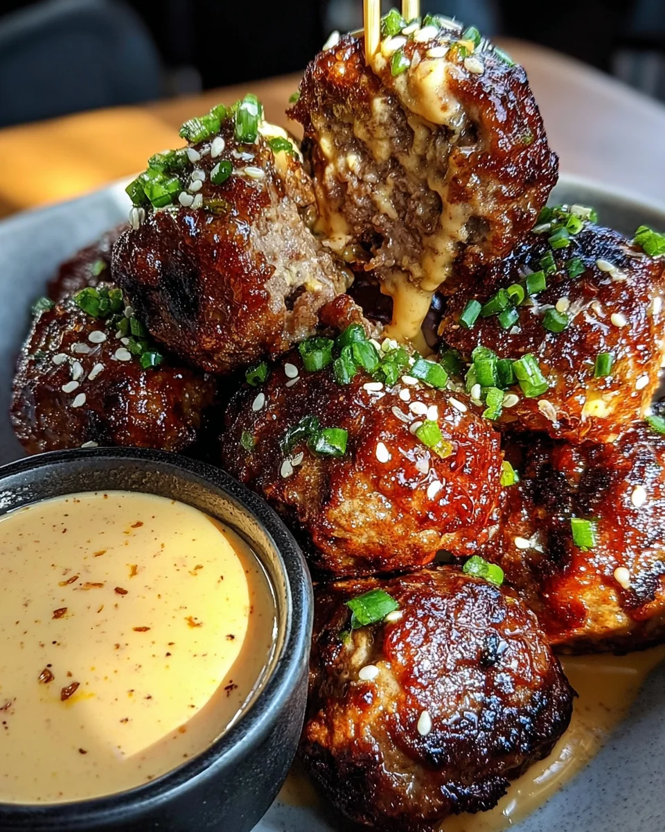 Korean BBQ Meatballs with Spicy Mayo Dip