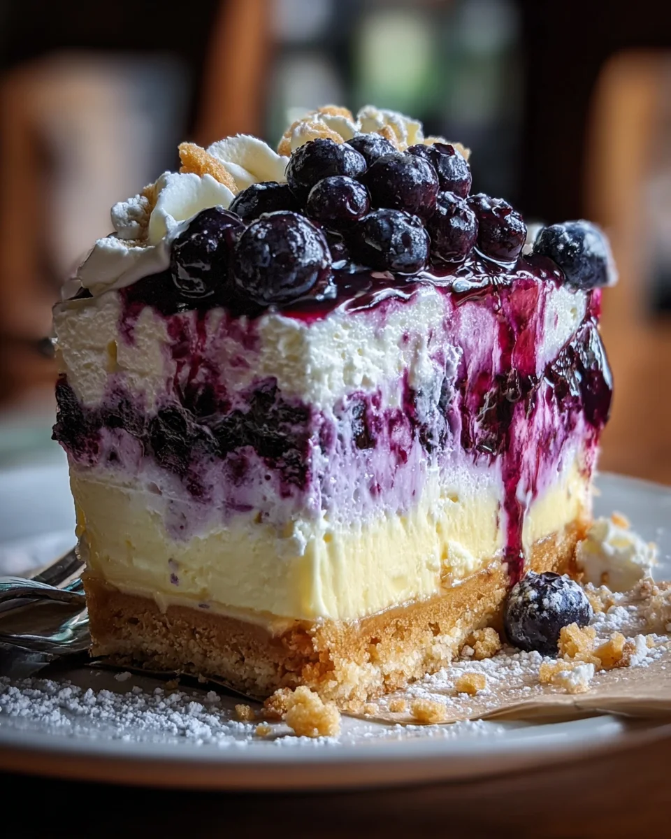 Lemon Blueberry Shortbread Mousse Cake
