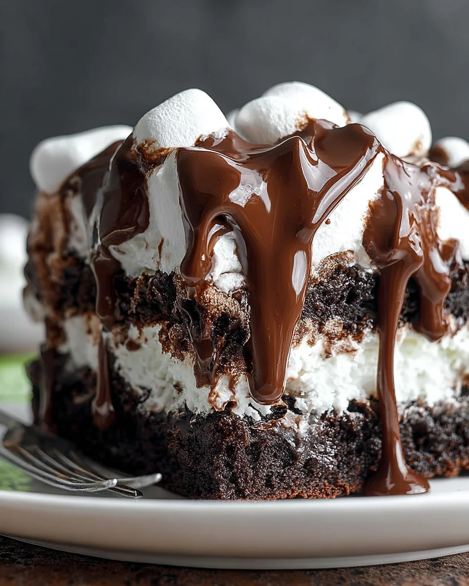 Marshmallow Chocolate Poke Cake
