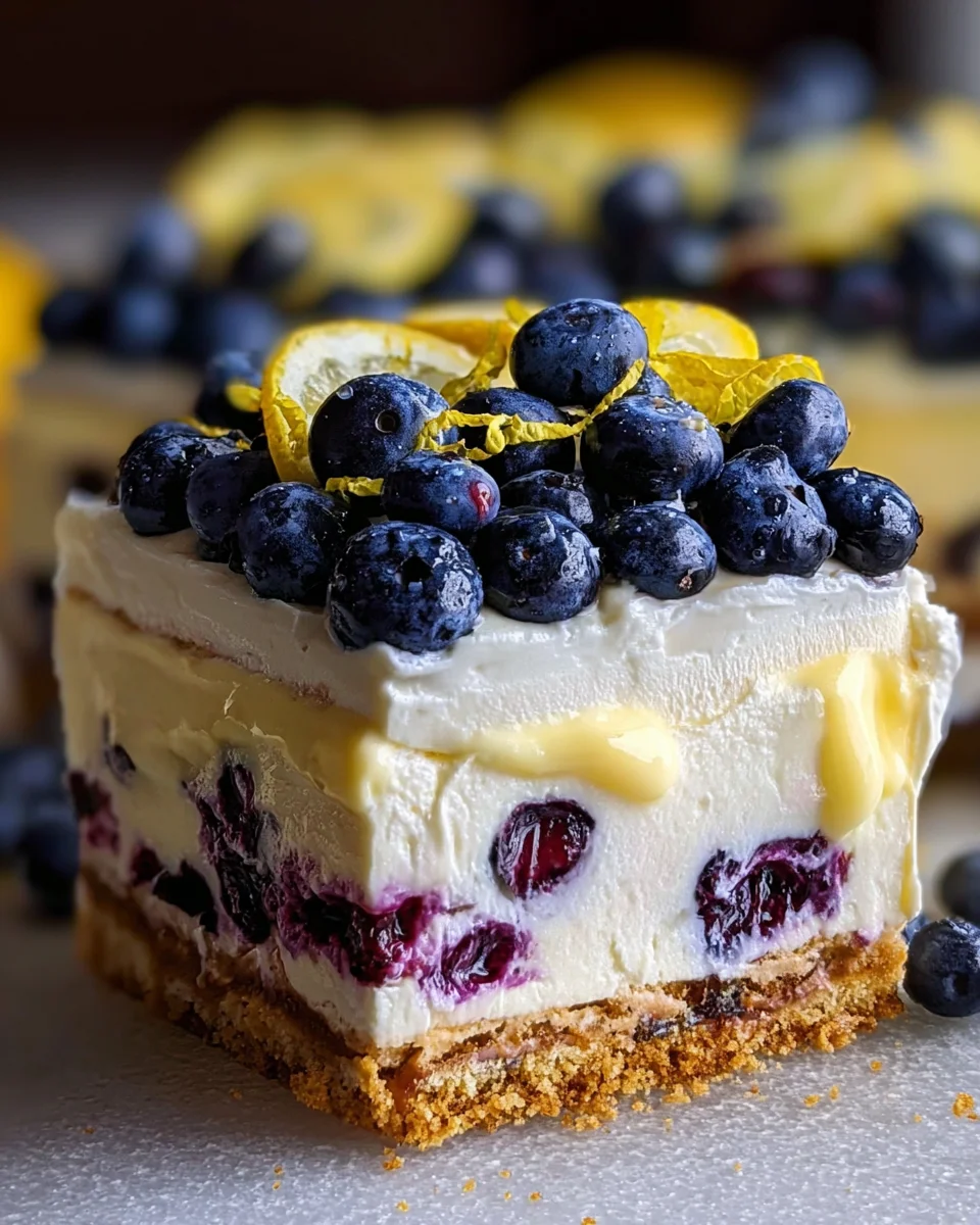 No-Bake Lemon dazzling Blueberry cream Cake