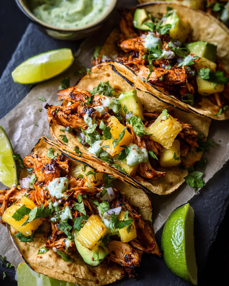 One Pan Chicken & Pineapple Tacos
