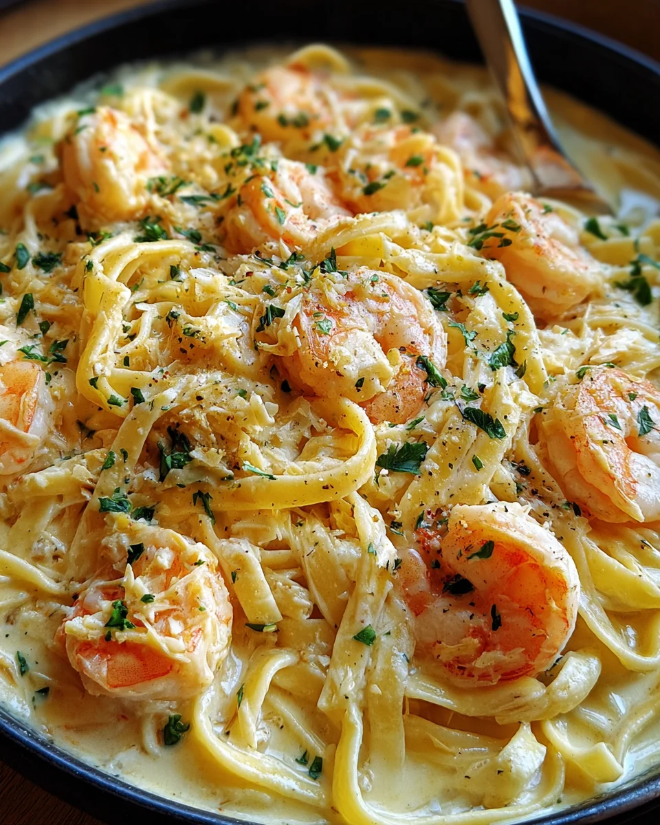 One Pot Shrimp and Crab Alfredo