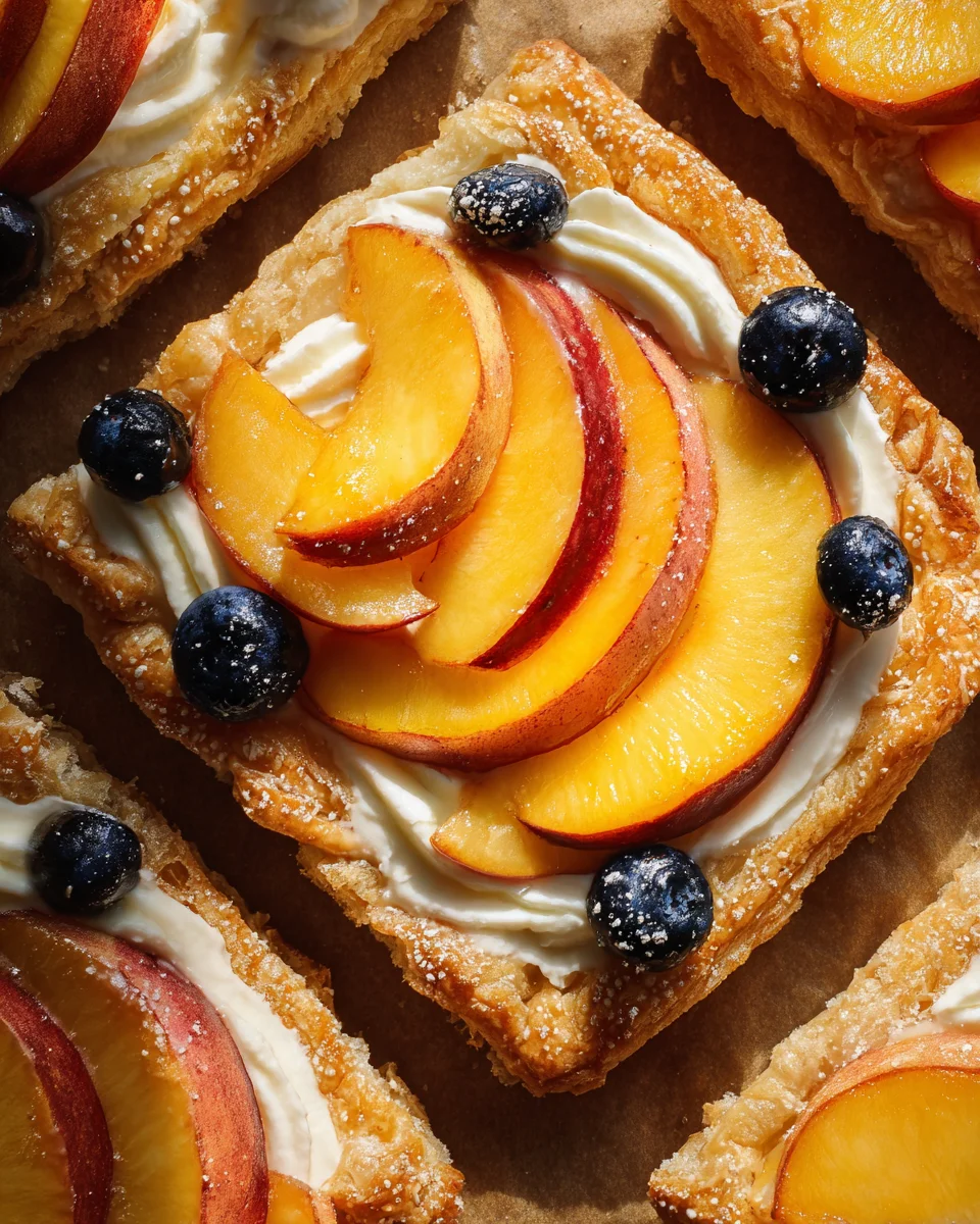 Peaches and Cream Puff Pastry Tart