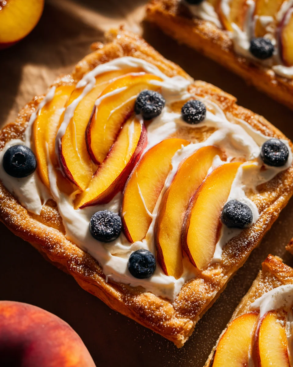 Peaches and Cream Puff Pastry Tart 18 Peaches