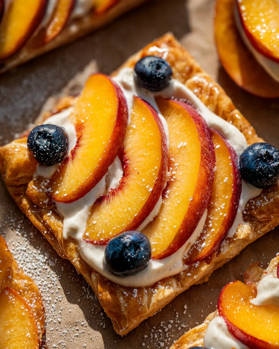 Peaches and Cream Puff Pastry Tart 19 Peaches