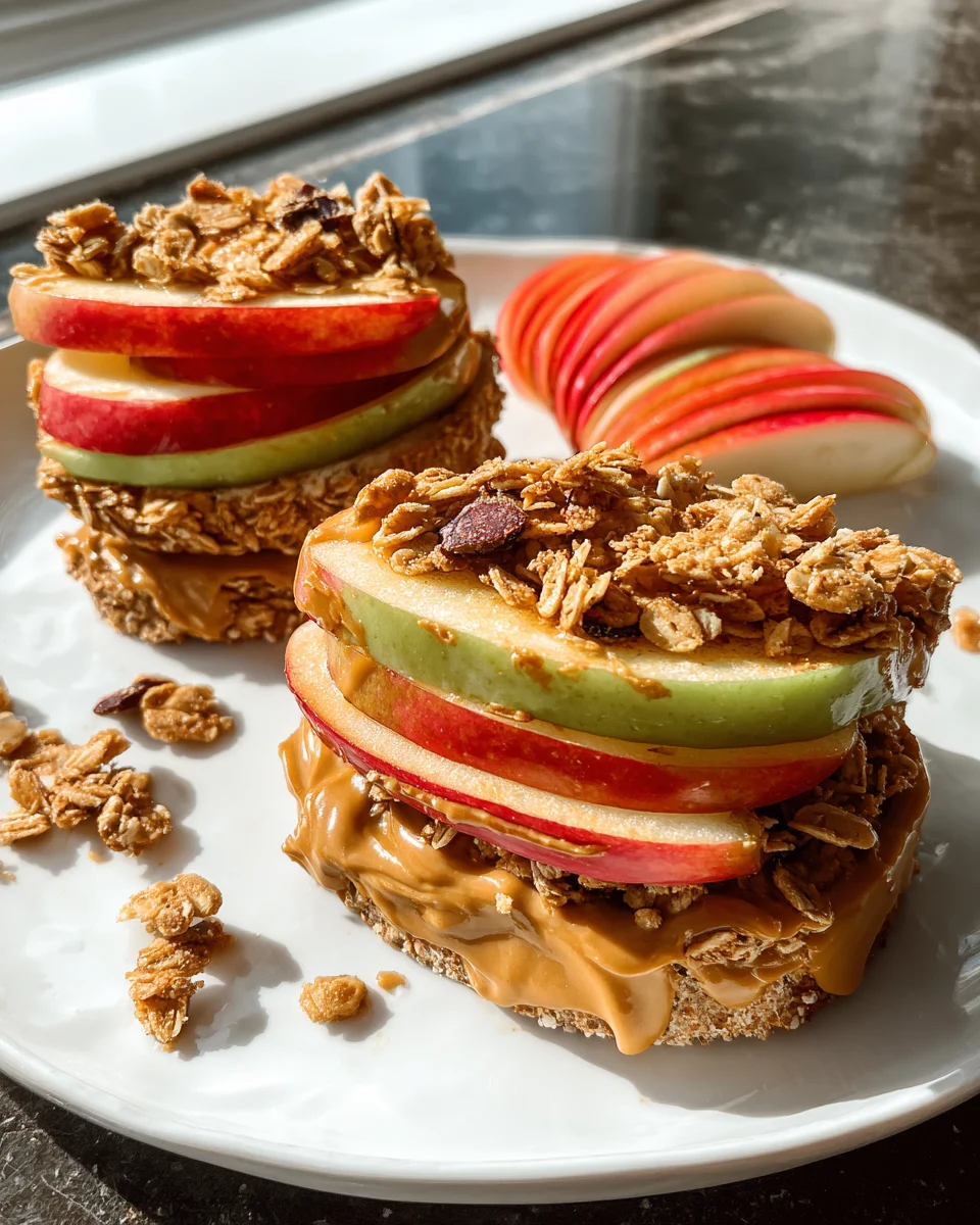 Peanut Butter Apple Sandwiches with Granola