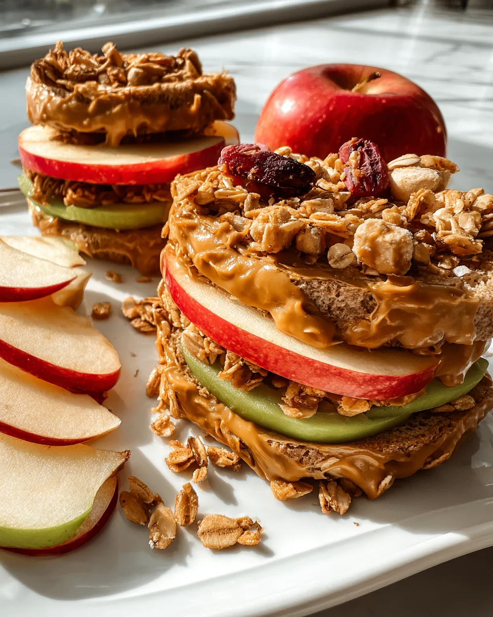 Peanut Butter Apple Sandwiches with Granola 15 Peanut