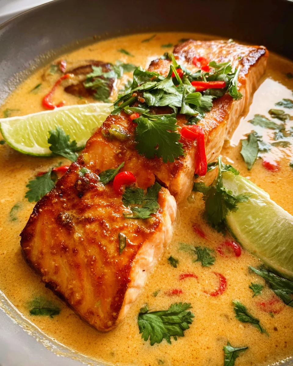 Poached Salmon in Coconut Lime Sauce