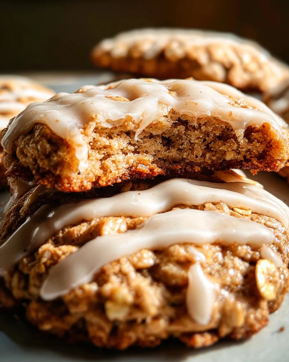 Seriously Thick & Chewy Chai Oatmeal Cookies with Maple Glaze