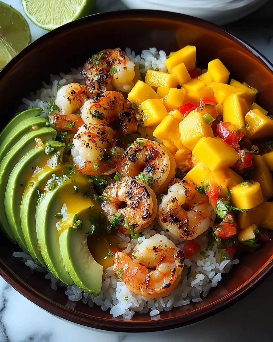Shrimp and Avocado Bowls with Mango Salsa & Lime-Chili Sauce 19 Shrimp