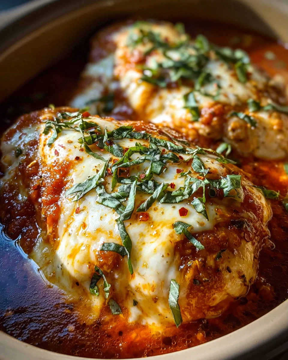 Slow Cooker Cheesy Mozzarella Chicken