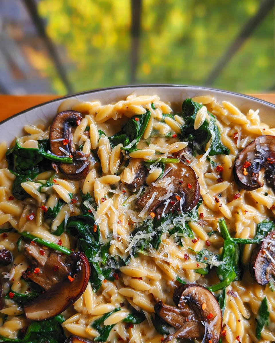 Spinach Mushroom Orzo