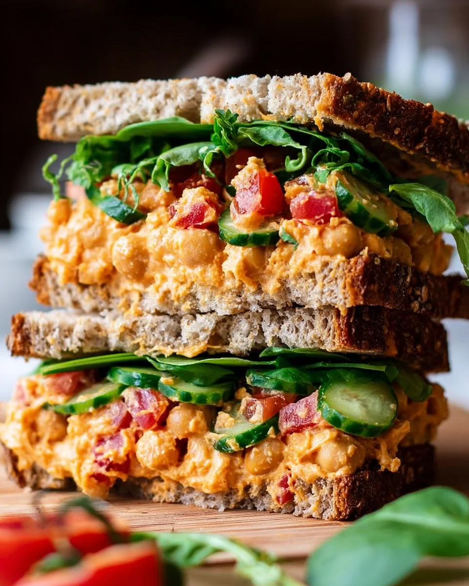 Vegan Buffalo Chickpea Salad Sandwich