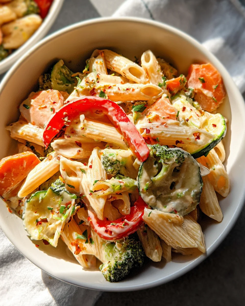 Vegan Pasta Primavera with Creamy Garlic Cashew Sauce