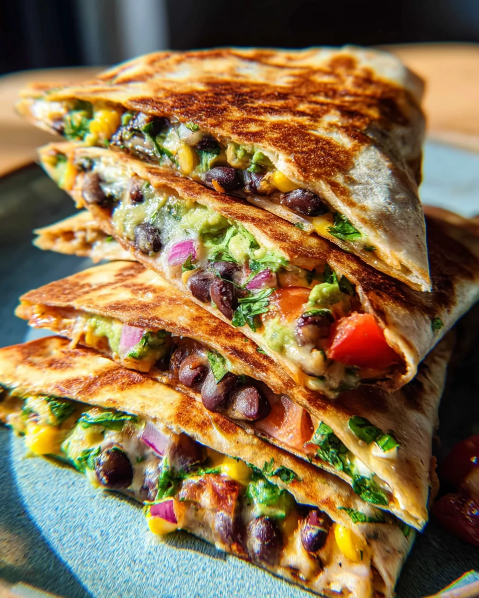 Vegan Quesadillas with Black Beans and Avocado