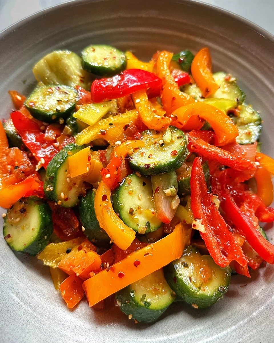 Viral TikTok Cucumber & Bell Pepper Salad